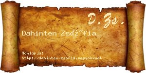 Dahinten Zsófia névjegykártya